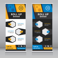 Modern roll up banner template, Standee template, X-banner template, Flag banner