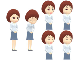 Fototapeta premium [Greeting] Woman shirts bob haircut oblique angle