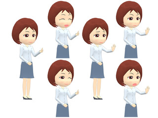 [OK NG A] Woman shirts bob haircut oblique angle