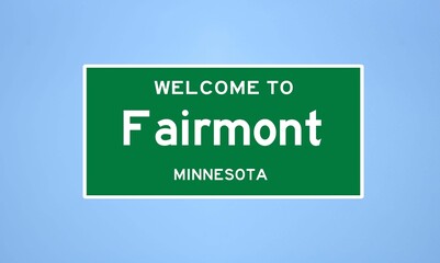 Fairmont, Minnesota city limit sign. Town sign from the USA.