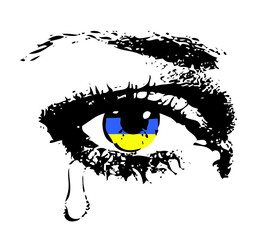 Crying eye with flag of Ukraine