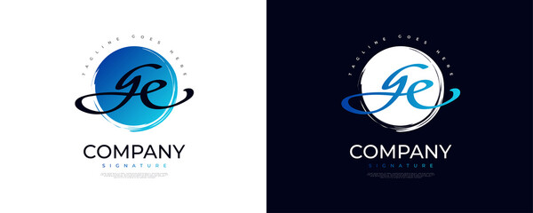 Initial G and E Logo Design in Elegant and Minimalist Handwriting Style. GE Signature Logo or Symbol for Wedding, Fashion, Jewelry, Boutique, and Business Identity