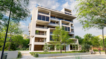 Modern  new residential building