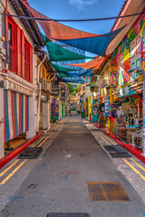 Colorful buildings at Haji lane, Singapore at daytime. - obrazy, fototapety, plakaty