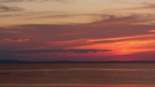 Beautiful sunset view of Lake Saroma.