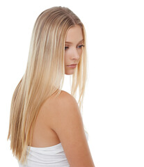 Obraz premium Shes calm about her beauty regime. A gorgeous blonde woman isolated against a white background.