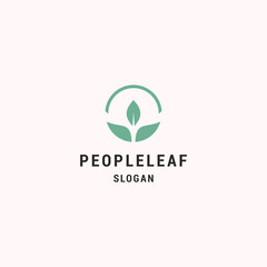 People leaf logo icon design template vector illustration