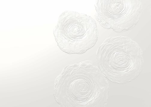 Metallic silver embossed floral background. 3D illustration. 3D render