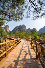 gallery road by cliff on top of Xiaowudang Mountains in China