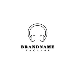 Obraz premium headset logo cartoon icon design template black isolated vector illustration
