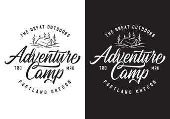 Typography Logo Adventure Camp Vector Illustration Template Good for Any Industry