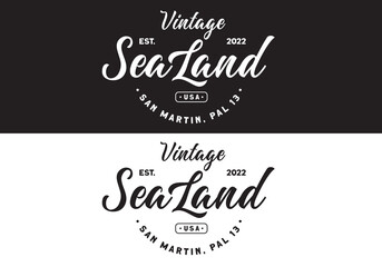 Typography Logo Sea land Vintage Vector Illustration Template Good for Any Industry