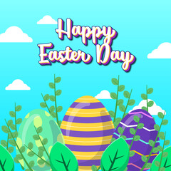 Flat happy easter day background