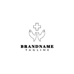 healing hand logo cartoon icon design template black isolated vector illustration