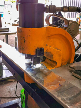 hydraulic copper busbar and aluminium punching machine in factory.