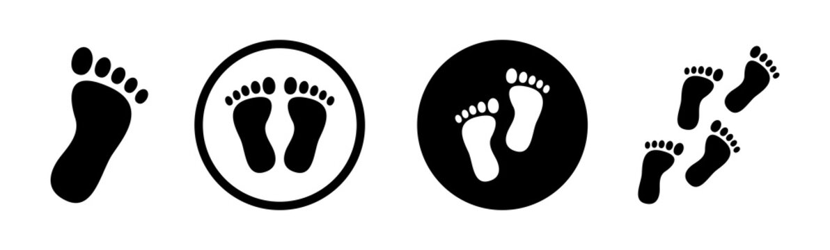 Human footprint icon collection isolated on white background.