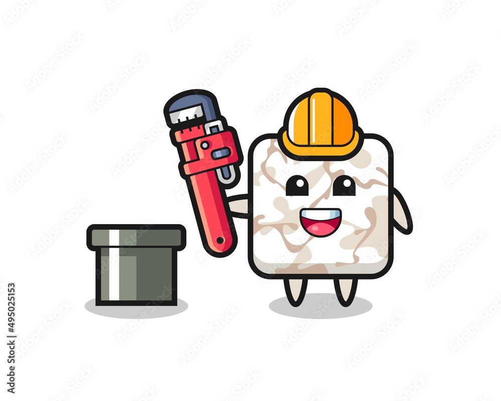 Canvas Prints character illustration of ceramic tile as a plumber