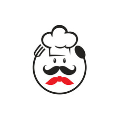 Chef silhouette cartoon logo design vector