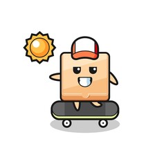 pizza box character illustration ride a skateboard