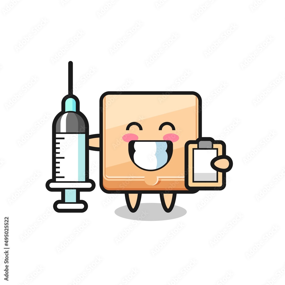 Poster mascot illustration of pizza box as a doctor