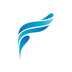Naklejka premium Letter F Waves Illustration Logo Vector