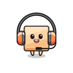 Cartoon mascot of pizza box as a customer service