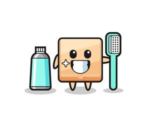 Mascot Illustration of pizza box with a toothbrush