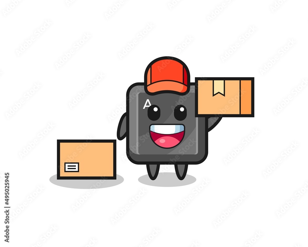 Sticker mascot illustration of keyboard button as a courier