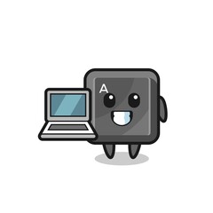 Mascot Illustration of keyboard button with a laptop