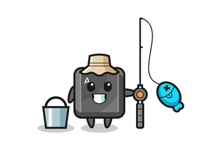Mascot character of keyboard button as a fisherman