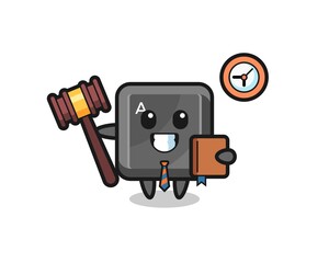 Mascot cartoon of keyboard button as a judge
