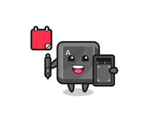 Illustration of keyboard button mascot as a graphic designer