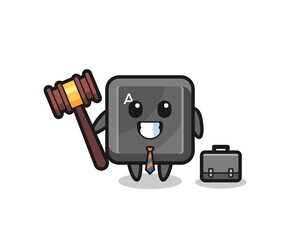 Illustration of keyboard button mascot as a lawyer