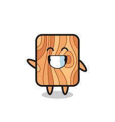 plank wood cartoon character doing wave hand gesture