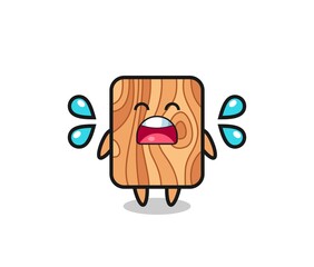 plank wood cartoon illustration with crying gesture
