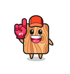 plank wood illustration cartoon with number 1 fans glove