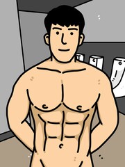 Fototapeta premium cute man cartoon in toilet