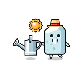 Cartoon character of chalk holding watering can