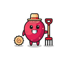 Mascot character of prickly pear as a farmer
