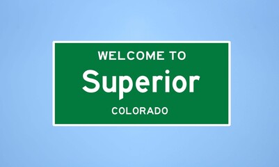 Superior, Colorado city limit sign. Town sign from the USA.