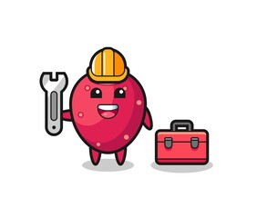 Mascot cartoon of prickly pear as a mechanic