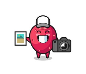 Character Illustration of prickly pear as a photographer
