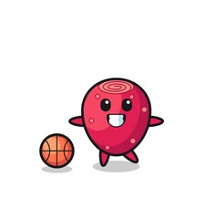 Illustration of prickly pear cartoon is playing basketball