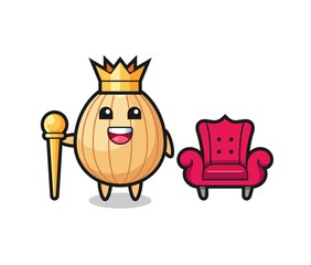 Mascot cartoon of almond as a king