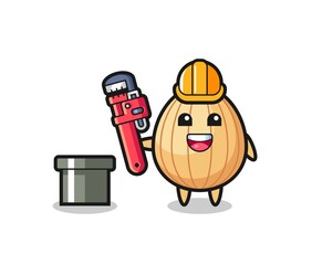 Character Illustration of almond as a plumber