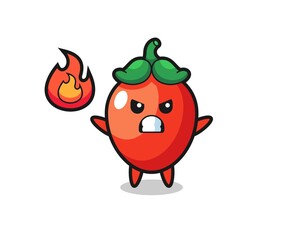 chili pepper character cartoon with angry gesture