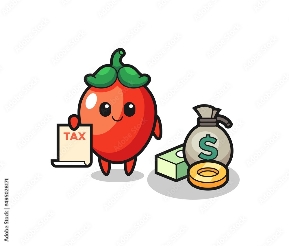 Sticker Character cartoon of chili pepper as a accountant