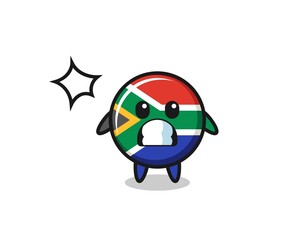 south africa character cartoon with shocked gesture