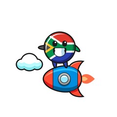 south africa mascot character riding a rocket