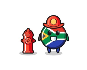 Naklejka premium Mascot character of south africa as a firefighter